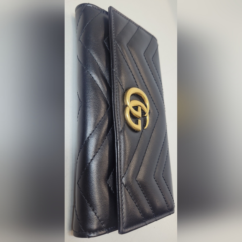 SOLD!!Gucci GG Marmont Matelasse Continental Black Leather Wallet - Picture 6 of 12